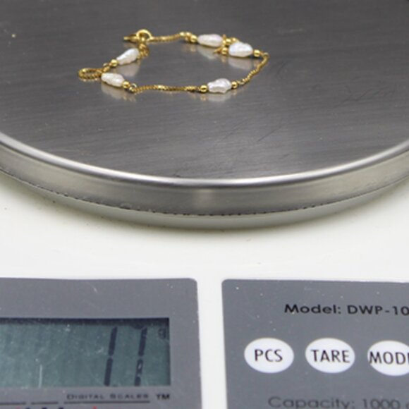 14k Pearl Station Bracelet and 14K Pearl Earrings Set - Picture 7 of 9